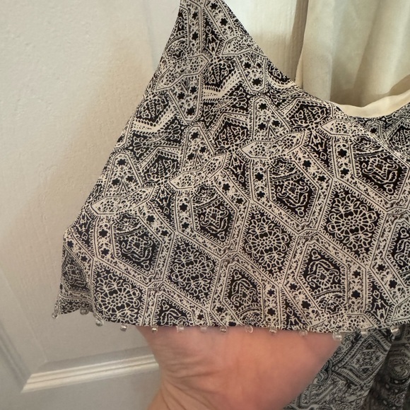 Anthropologie Vanessa Virginia Black and White Patterned Maxi Dress, with Beaded - Picture 2 of 6